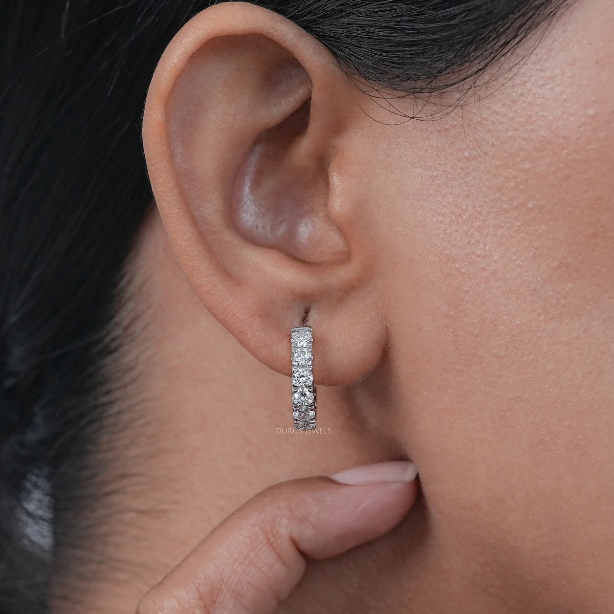Inside Out Round Diamond Hoop Earrings Earrings