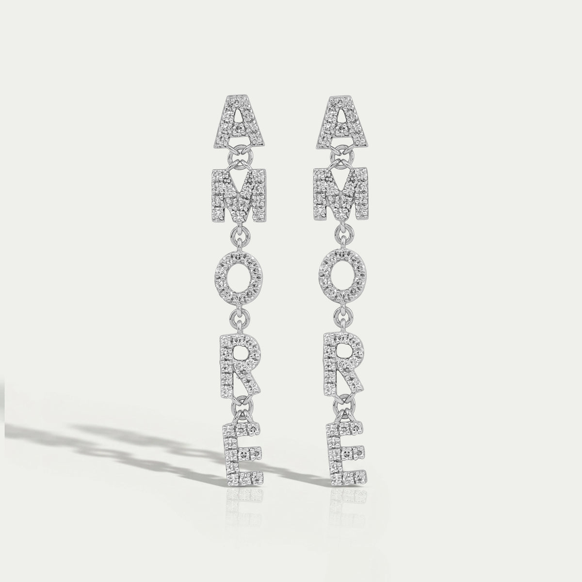 AMORE Initial Letter Round Diamond Dangle Earrings Earrings