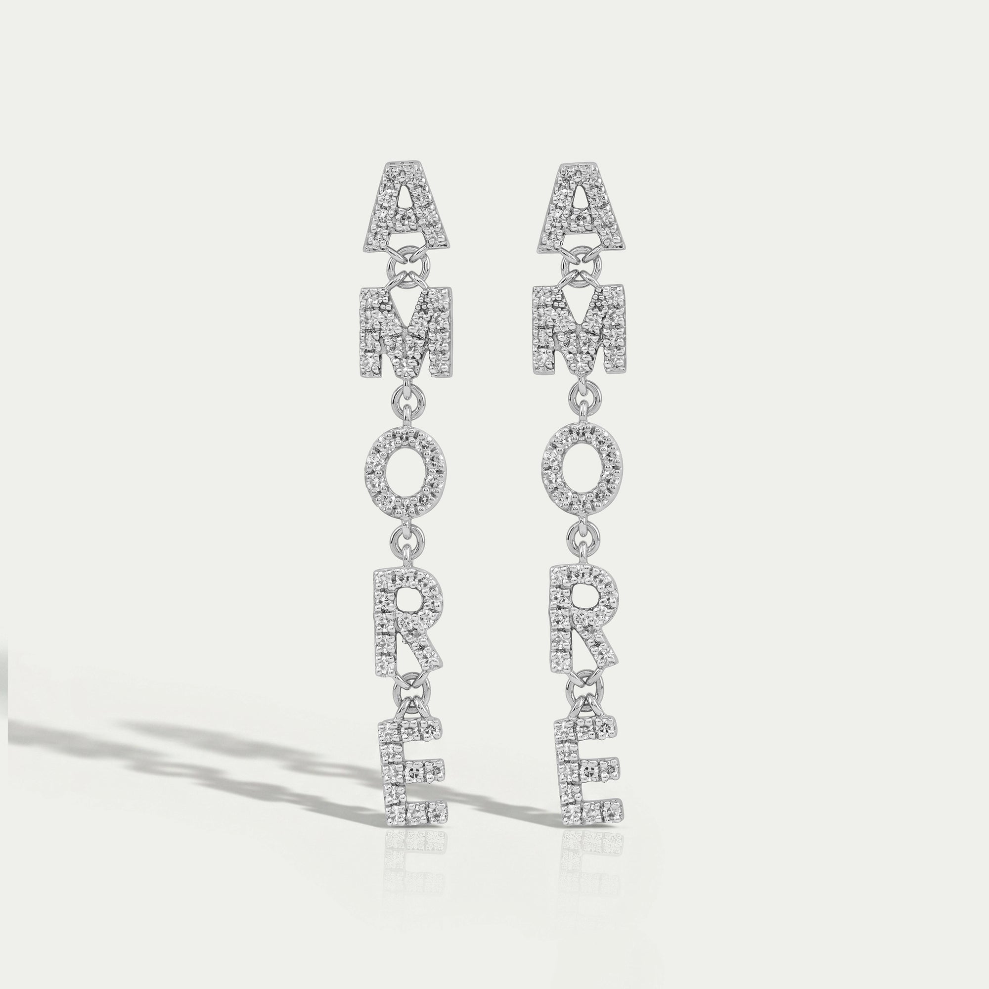 AMORE Initial Letter Round Diamond Dangle Earrings Earrings
