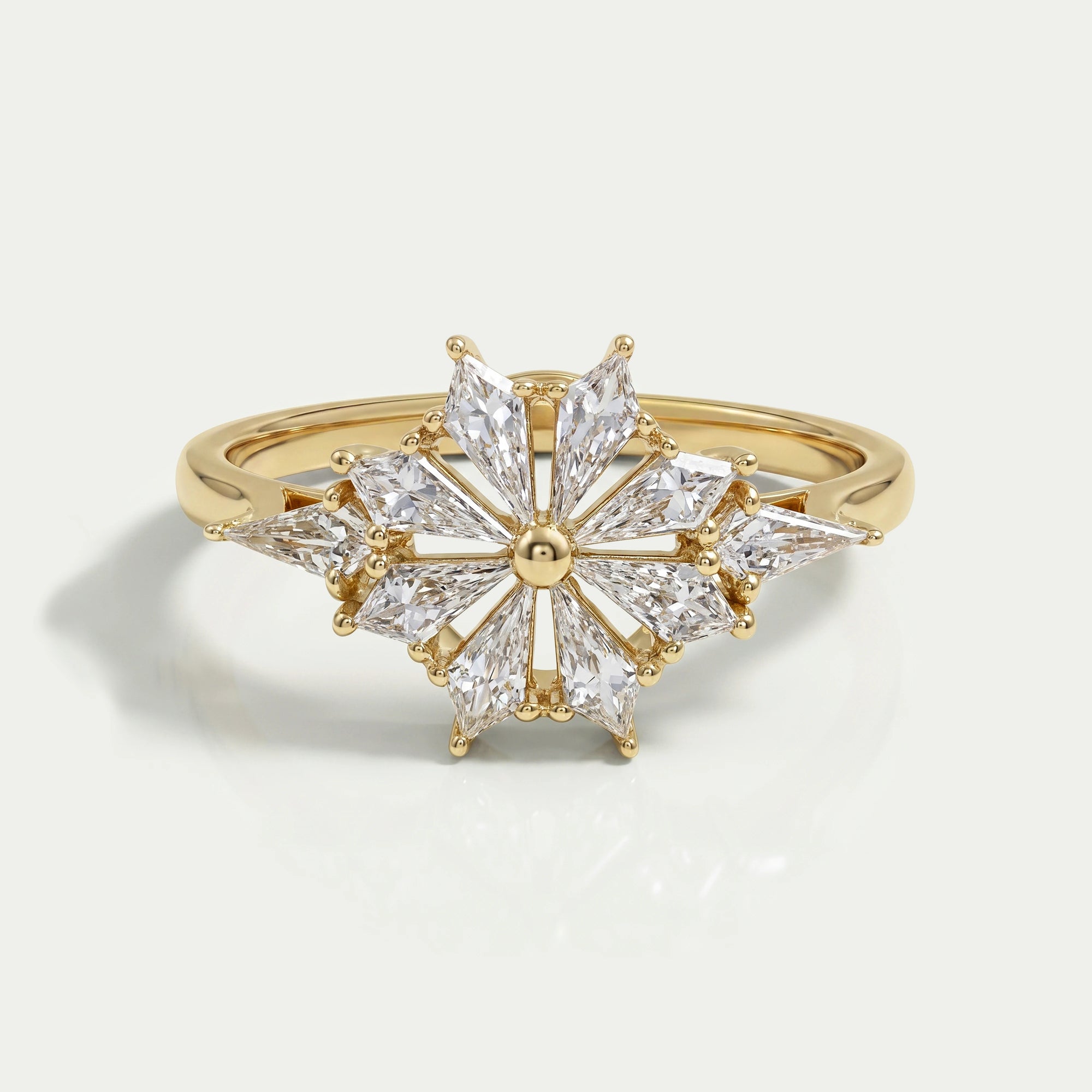 Kite Cut Lab Diamond Floral Engagement Ring