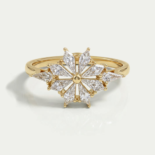 Kite Cut Lab Diamond Floral Engagement Ring Rings