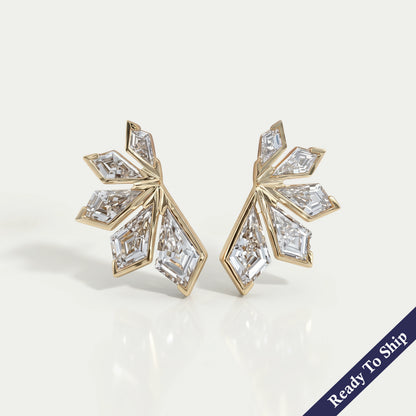 Boucles d'oreilles puces Trio à entourage de diamants taille rose
