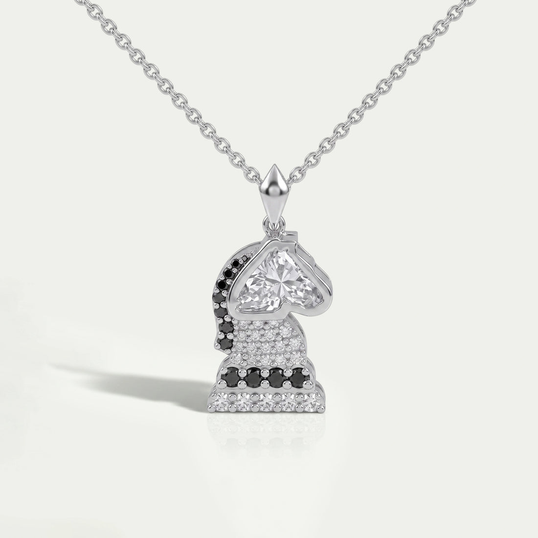 Knight Chess Horse Cut Lab Diamond Cluster Pendant Necklaces