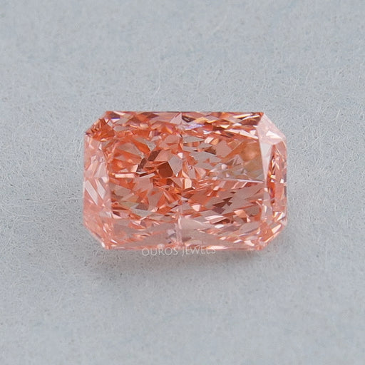 front view of 1.05 carat pink radiant cut lab grown diamond loose