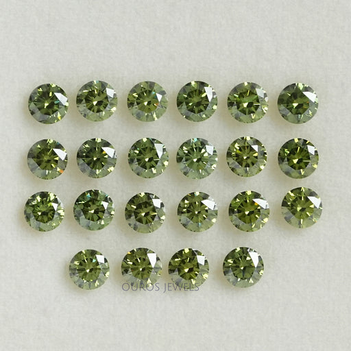 front view of green round lab grown diamonds loose