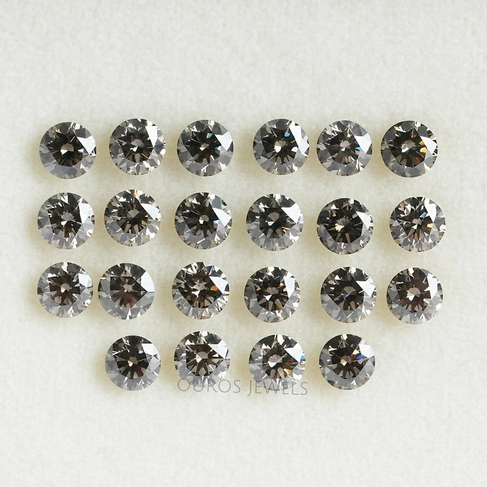 front view of black round cut lab grown diamonds