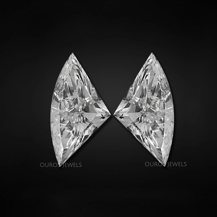 Paire de diamants de laboratoire taille éventail antique