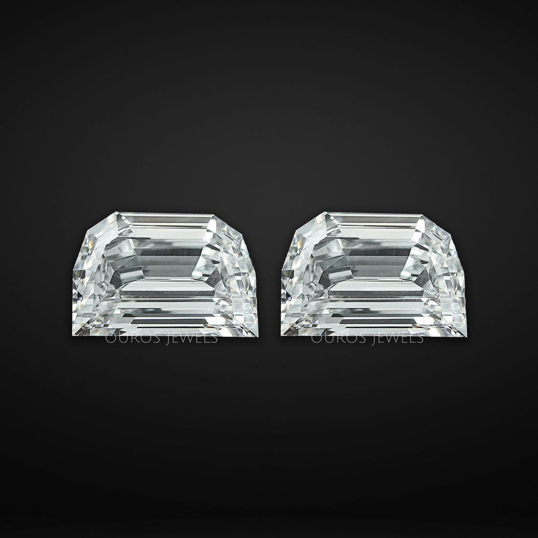 Step Cut Half Moon Diamond Matching Pair