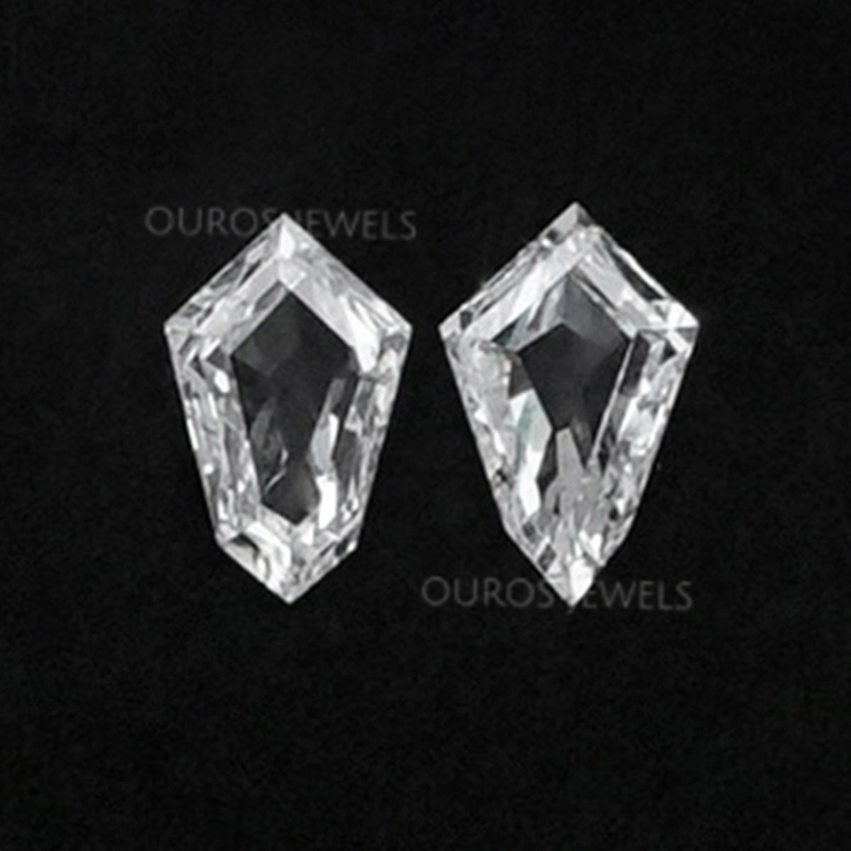 Boucles D'oreilles Clous Cerf-volant Carré - Zirconium Cubique Blanc, Or Plaqué Sur Argent Sterling