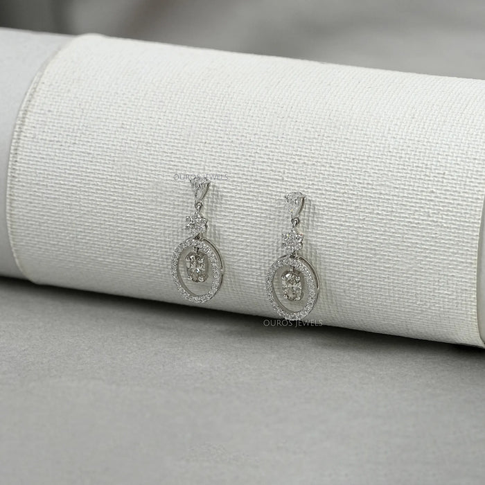 Oval Cut Lab Diamond Drop Earrings