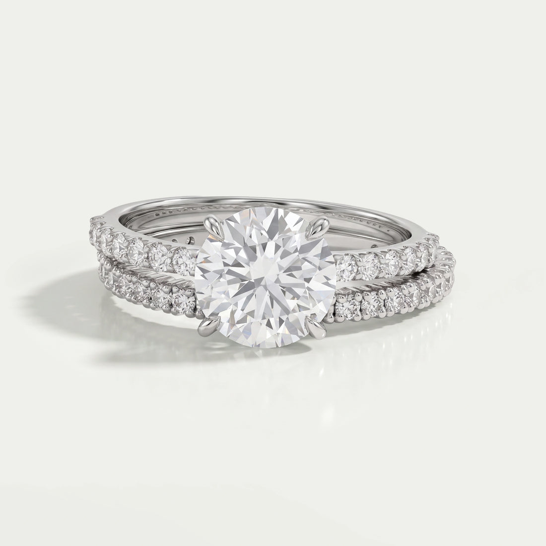 Round Cut Solitaire Accent Bridal Ring Set Ring