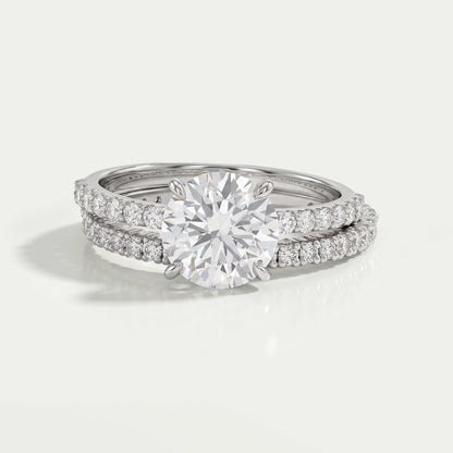 Round Cut Solitaire Accent Bridal Ring Set Ring