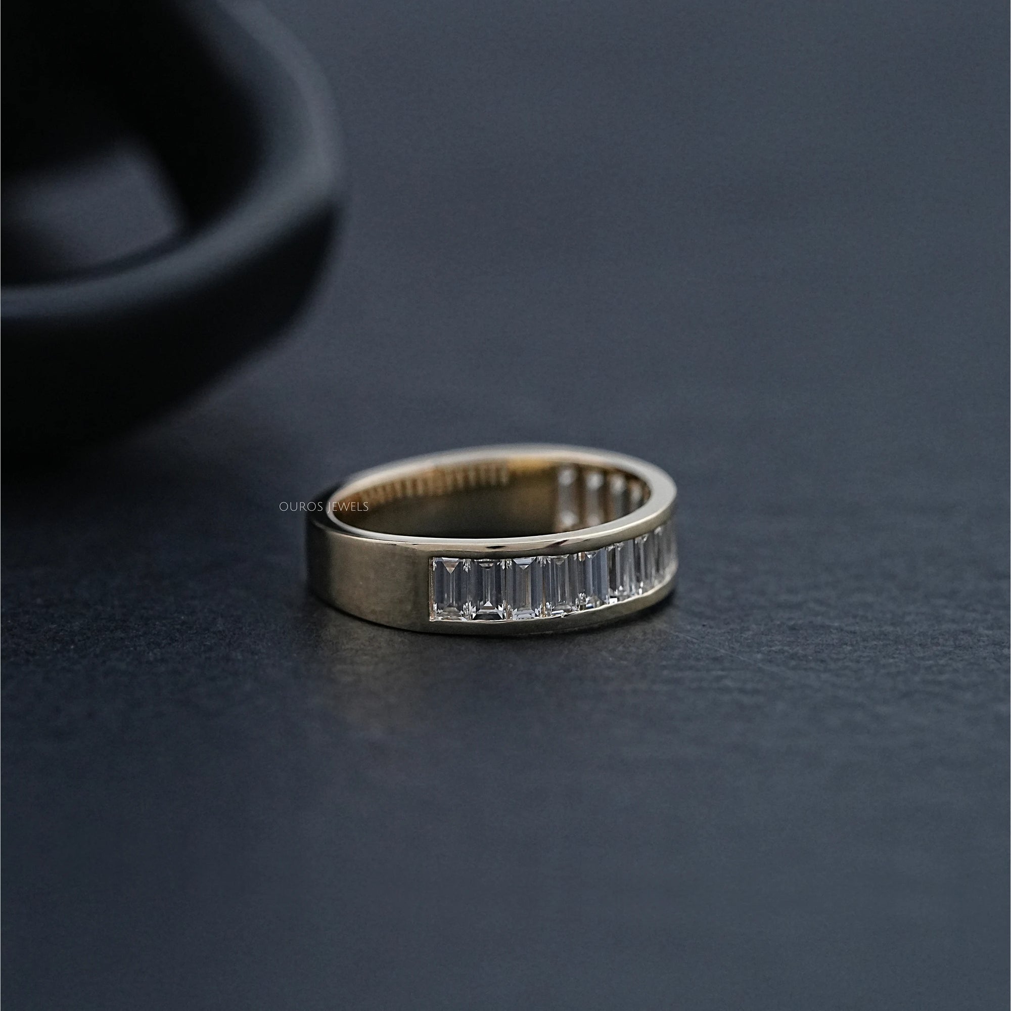 Baguette Diamond Mens Wedding Band Ring