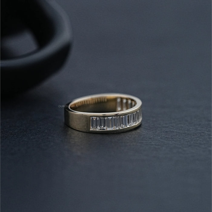 Baguette Diamond Mens Wedding Band