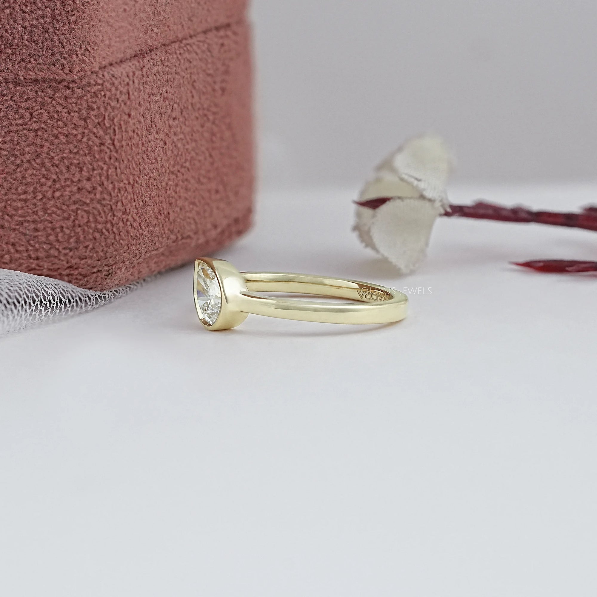 Bezel Set Lab Diamond Solitaire With Accent Ring Ring