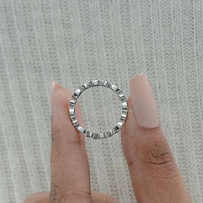 Marquise And Round Diamond Bezel Wedding Band Ring