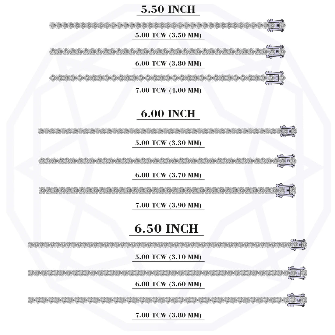 Round Diamond Tennis Bracelet in 5.00 | 6.00 | 7.00 TCW