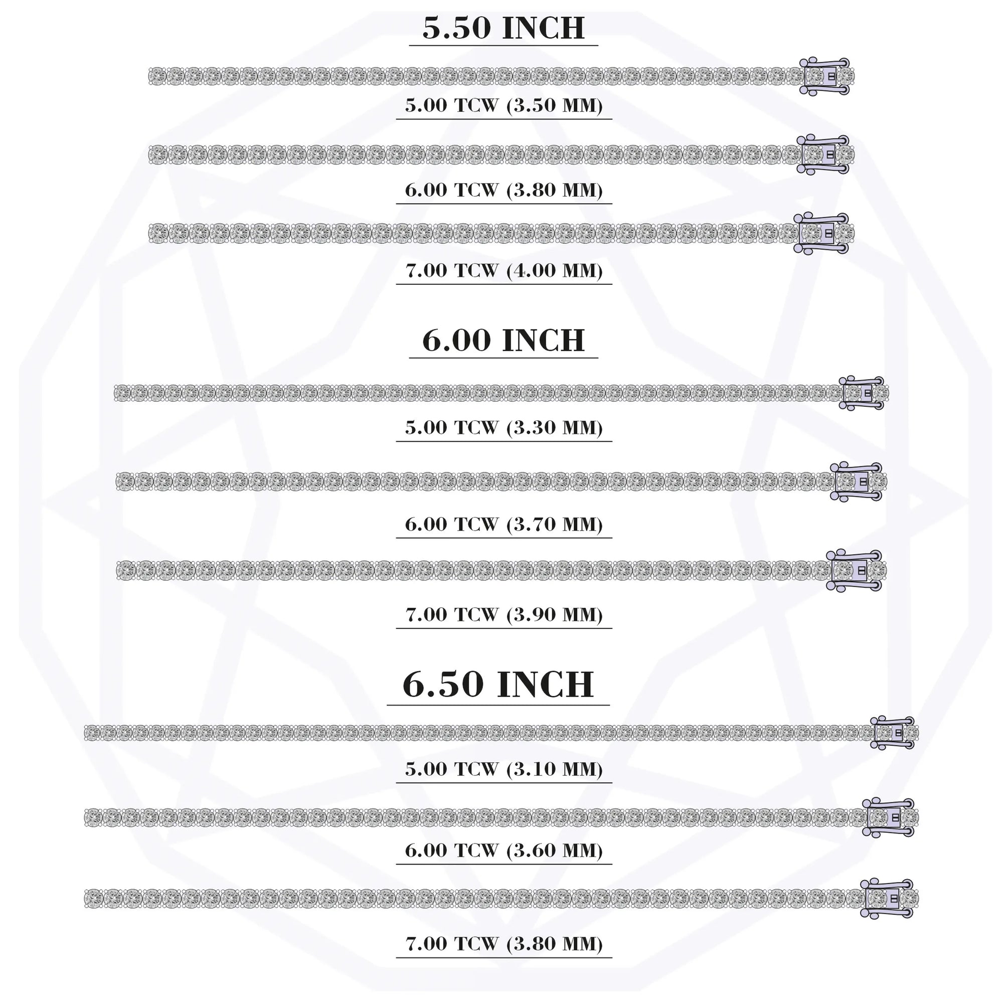 Round Diamond Tennis Bracelet in 5.00 | 6.00 | 7.00 TCW