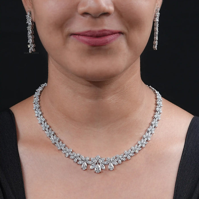 Ensemble de collier de mariage avec diamants de laboratoire de formes multiples