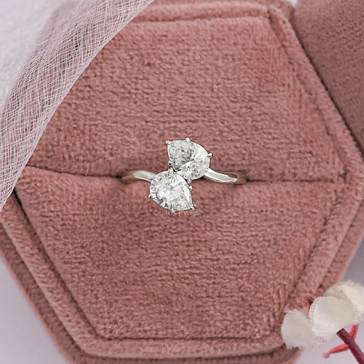 Dual Pear Diamond Bypass Engagement Ring Ring