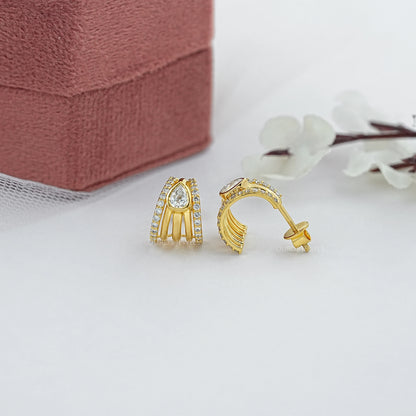 Multi Row Bezel Pear Diamond C Hoop Earrings Earring