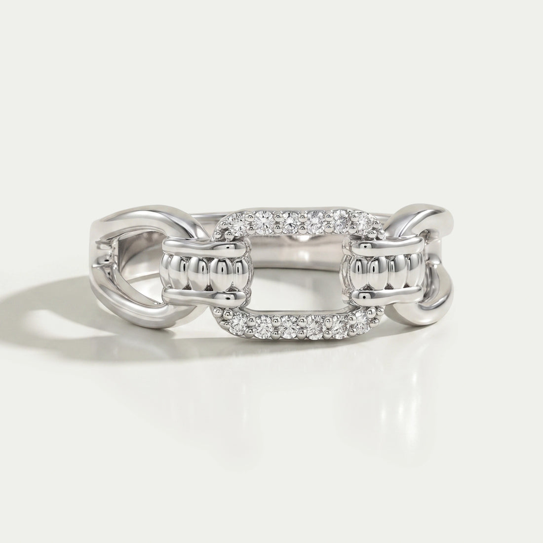 Round Lab Diamond Chain Link Ring Ring