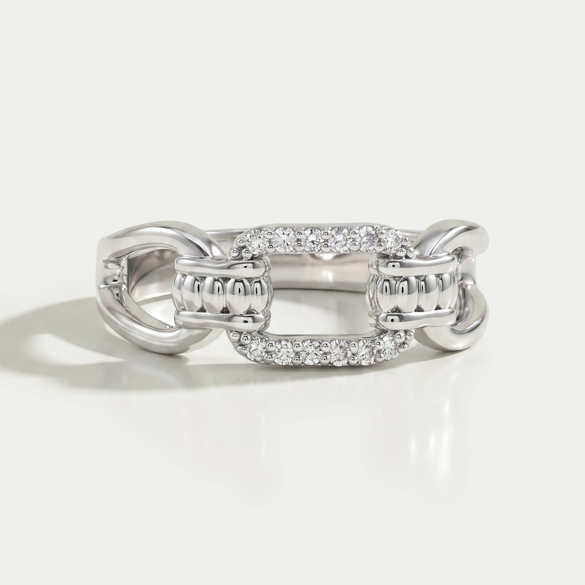 Round Lab Diamond Chain Link Ring Ring