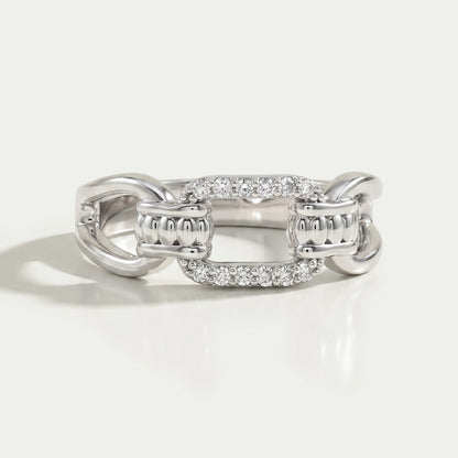 Round Lab Diamond Chain Link Ring Ring