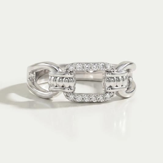 Round Lab Diamond Chain Link Ring