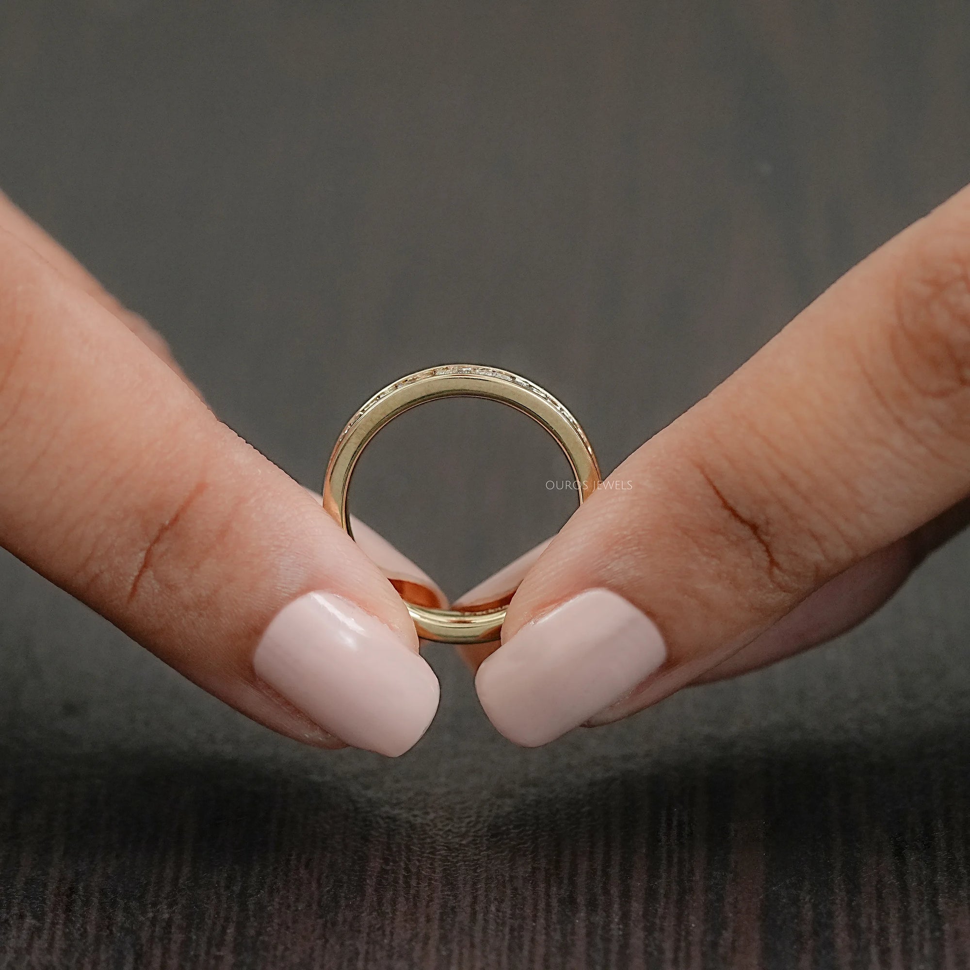 Baguette Lab Diamond Channel Set Half Eternity Band Rings