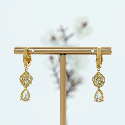 Pear And Round Diamond Pave Dangle Hoop Earrings Earring