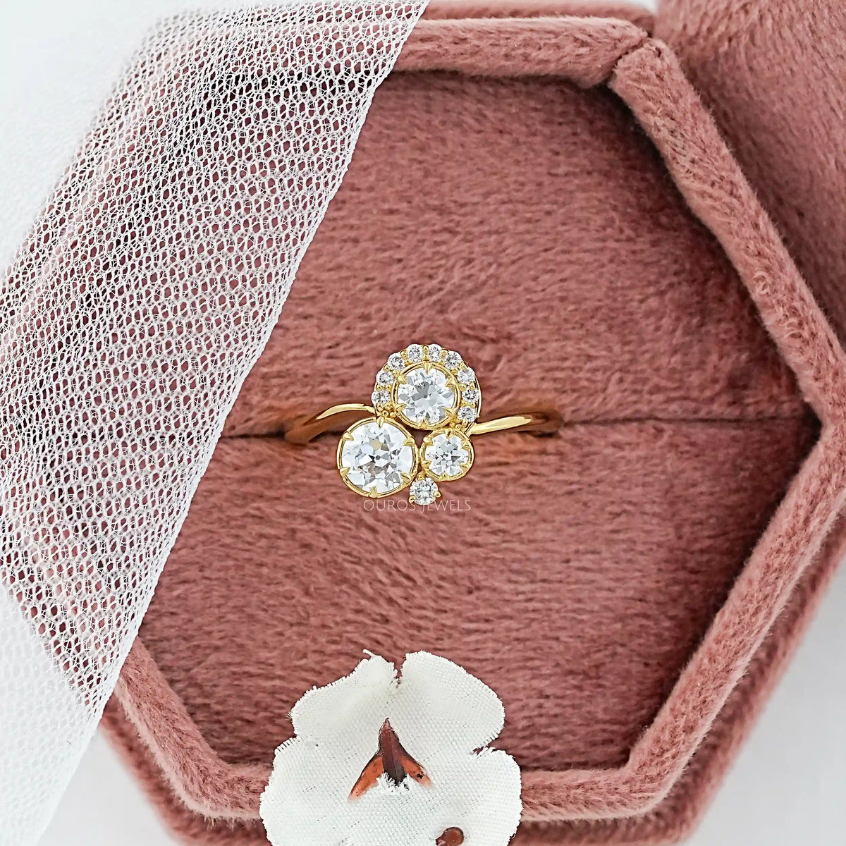 OEC Round Lab Diamond Cluster Engagement Ring