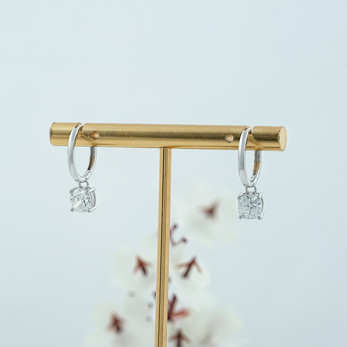 Cushion Lab Diamond Dangle Hoop Earrings Earrings