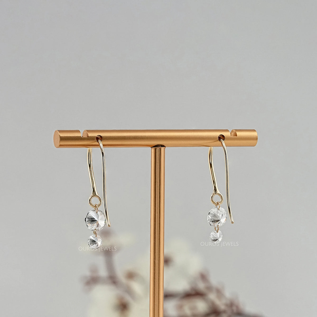 Round Lab Diamond Wire Hook Back Drop Earrings Earring