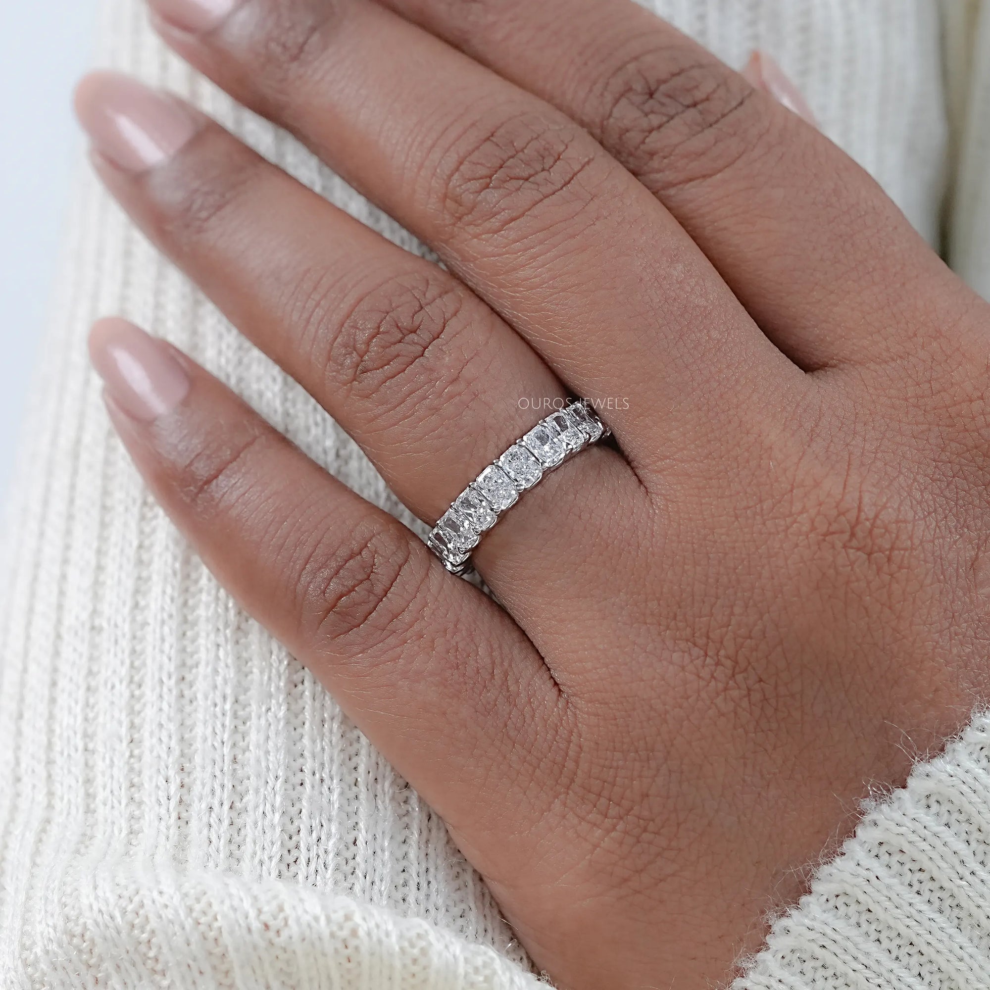 Radiant Cut Lab Grown Diamond Eternity Anniversary Band Ring