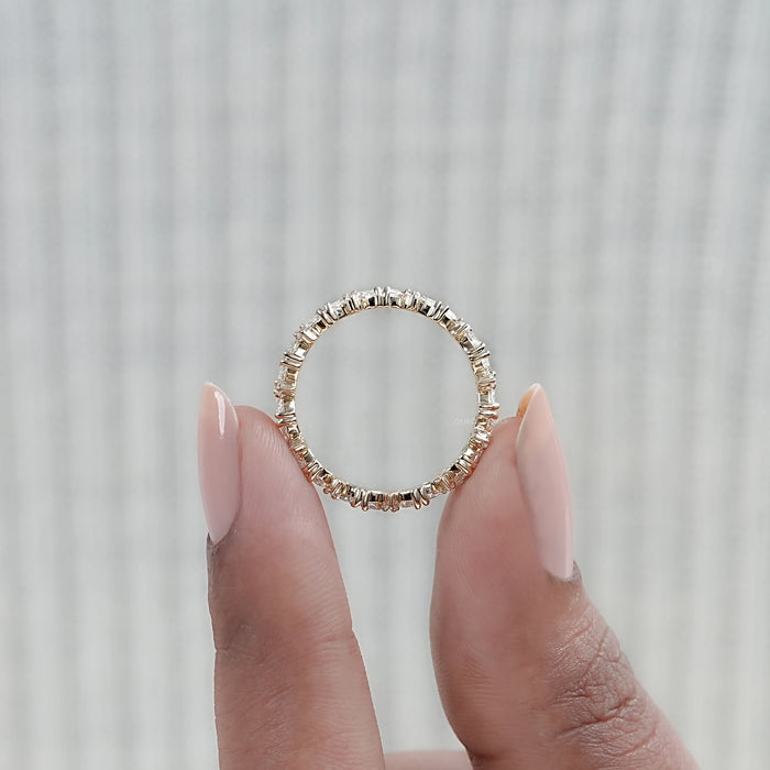 Marquise And Round Lab Diamond Wedding Band