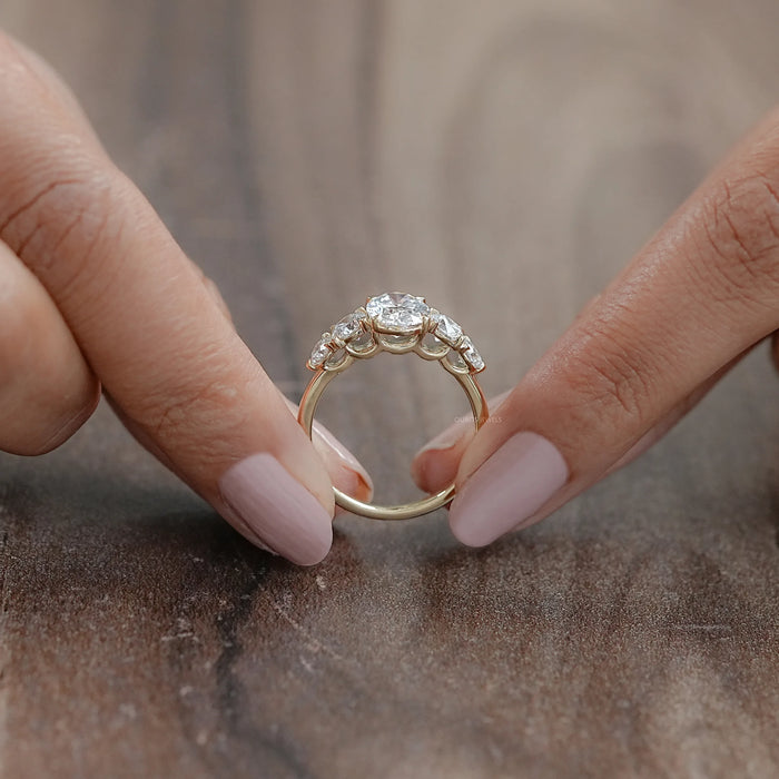 Five Stone Oval And Round Diamond Engagement Ring