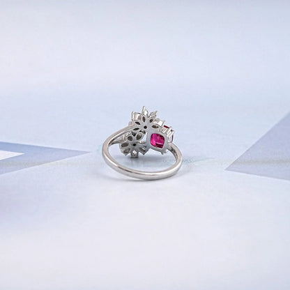 Ruby Cushion Gemstone Split Shank Engagement Ring