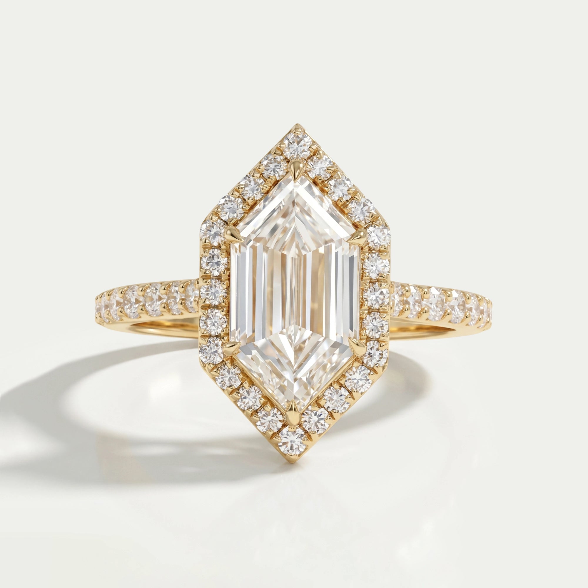 Step Cut Dutch Marquise Diamond Halo Accent Ring Ring