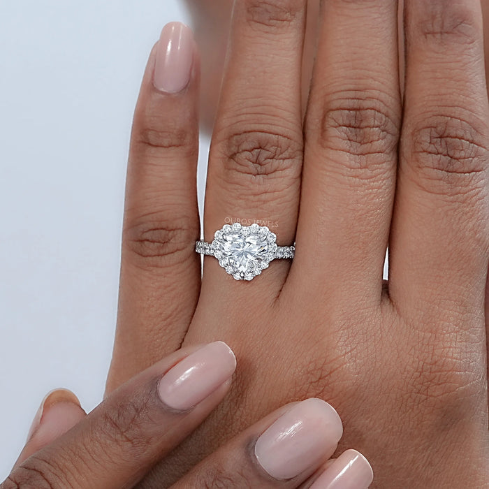 Heart Lab Diamond Halo Engagement Ring Ring