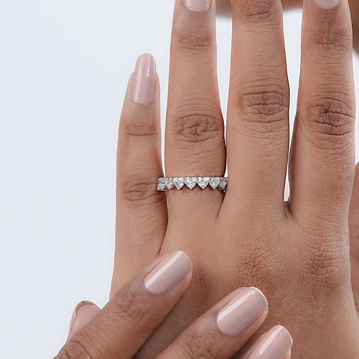 Heart Cut Lab Grown Diamond Wedding Band