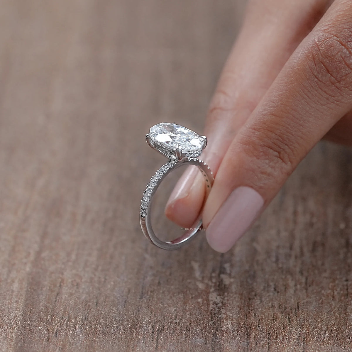 Oval Cut Solitaire Diamond With Accents Engagement Ring Rings