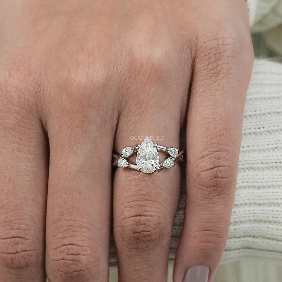 Infinity Pear Lab Diamond Engagement Ring Ring