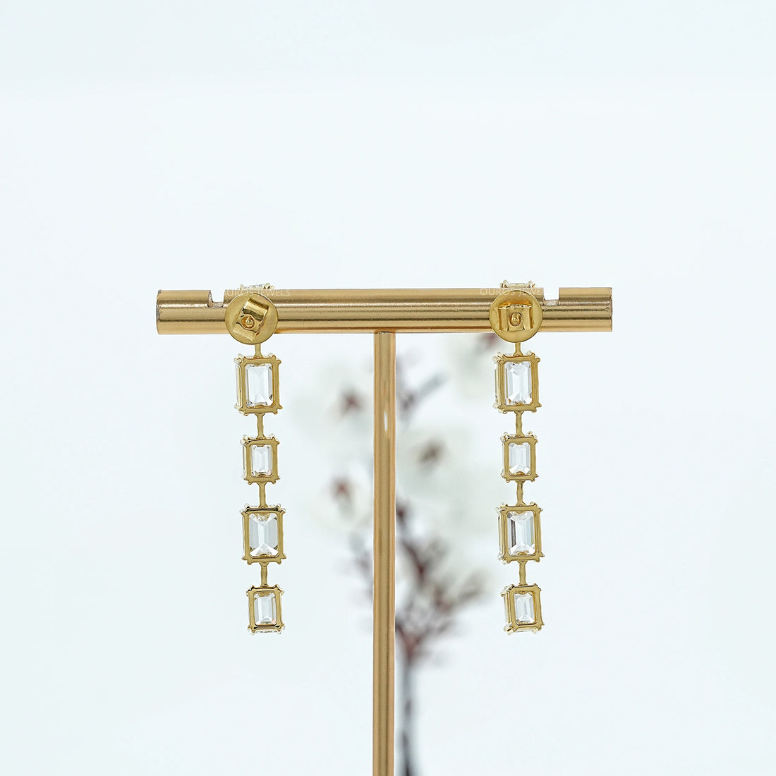 Emerald Lab Diamond Liner Drop Earrings Earring