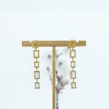 Emerald Lab Diamond Liner Drop Earrings Earring