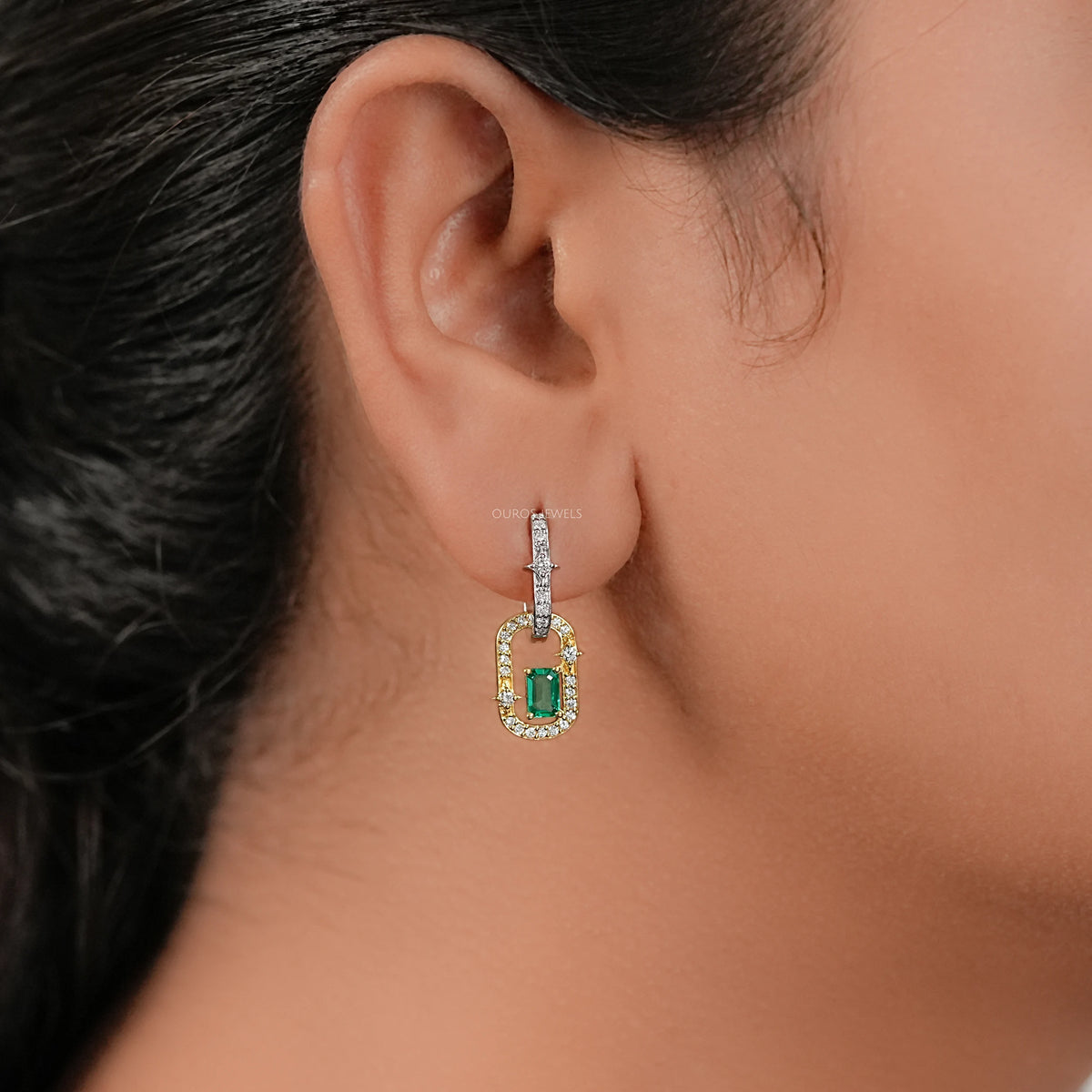 Two Tone Lab Diamond Linked Earrings Earring
