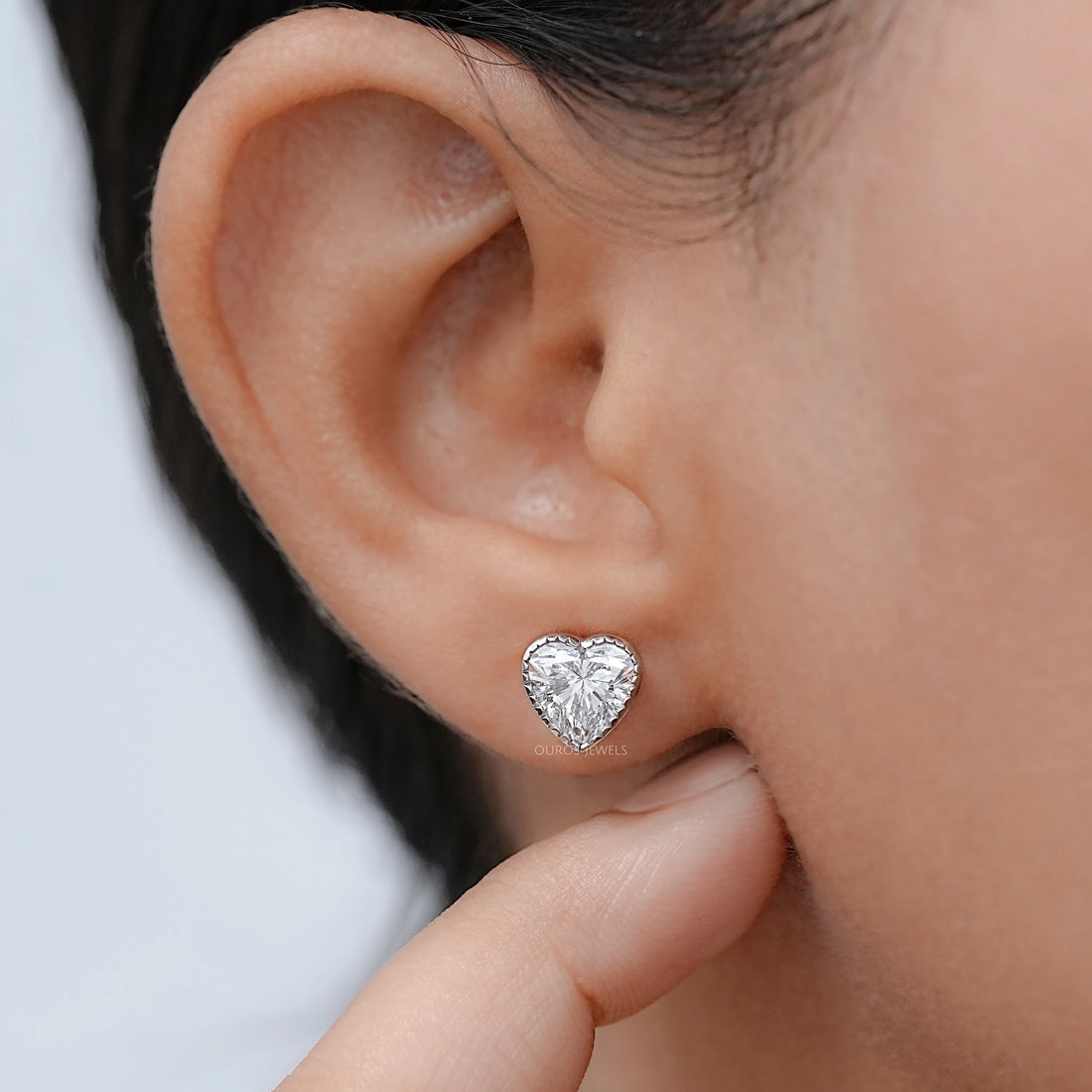 Heart Cut Lab Diamond Milgrain Set Earrings Earrings