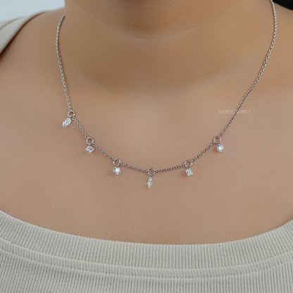 Multi Shape Lab Diamond Station Necklace
