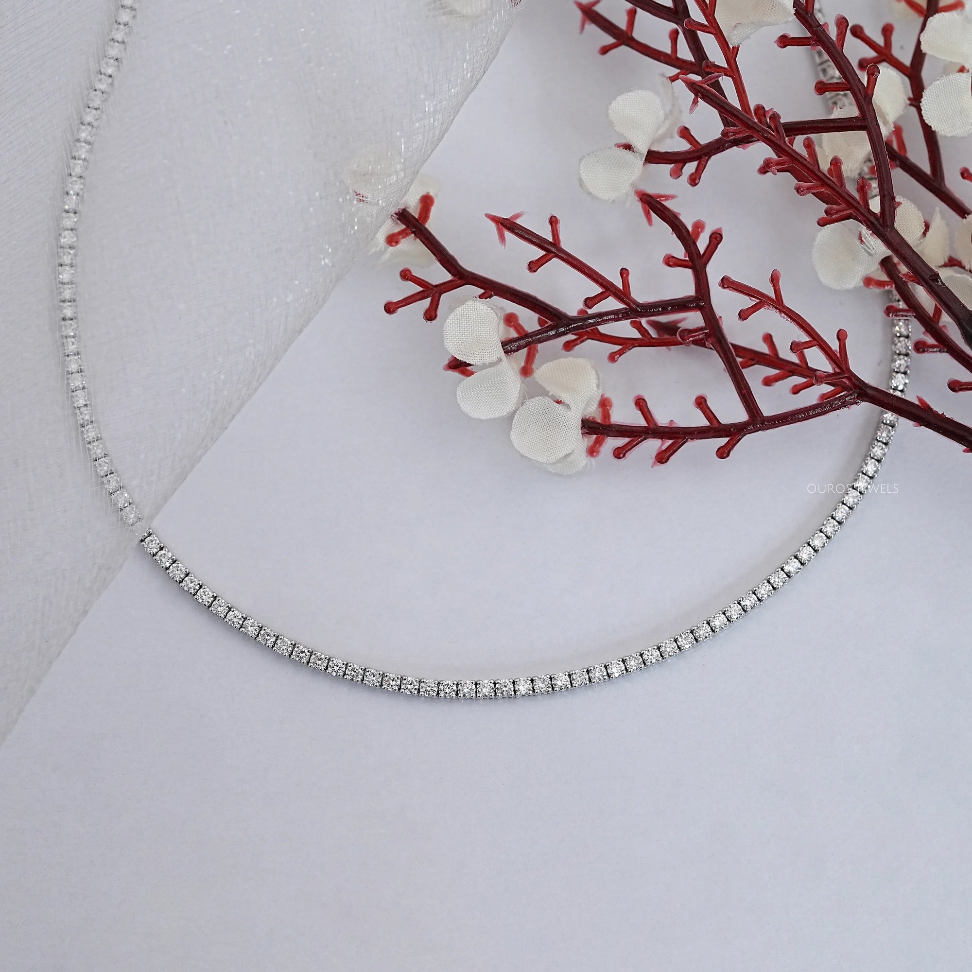 Round Lab Diamond Tennis Necklace Necklaces