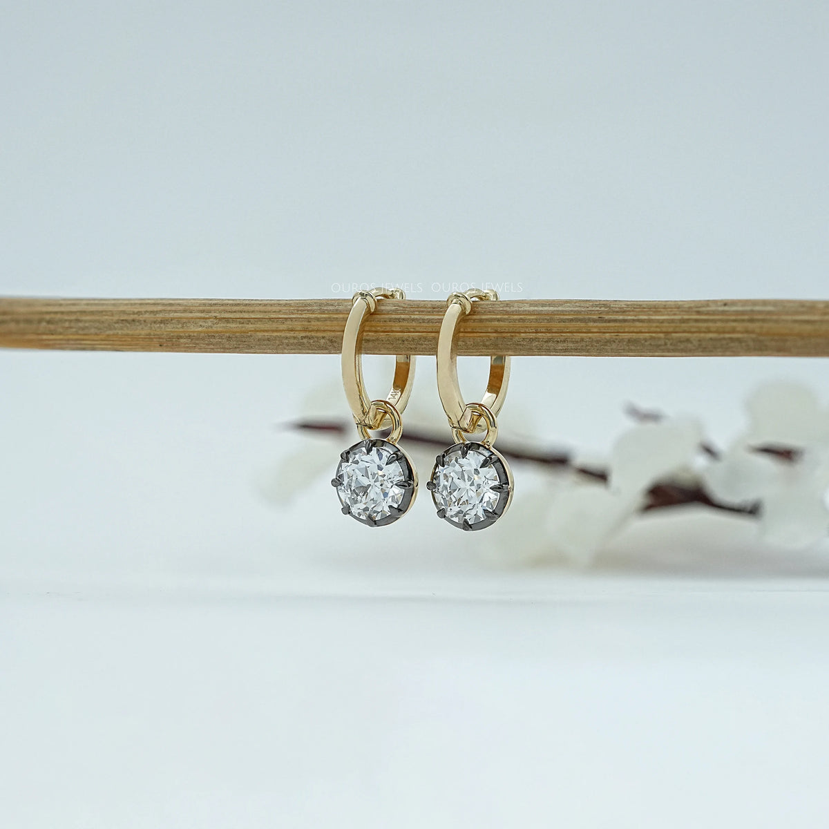 Boucles d'oreilles heurtoirs de porte en diamant taille ancienne